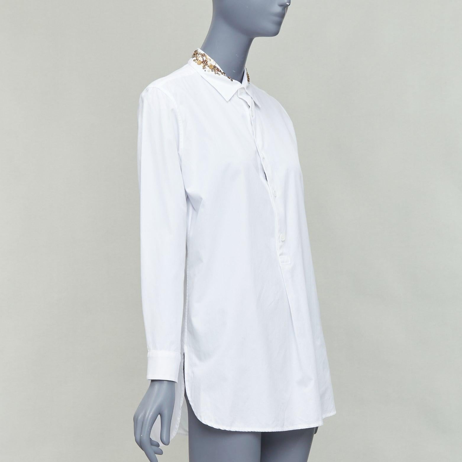 Y'S YOHJI YAMAMOTO camisa popover con cuello de lentejuelas en oro blanco JP1 S Gris en venta