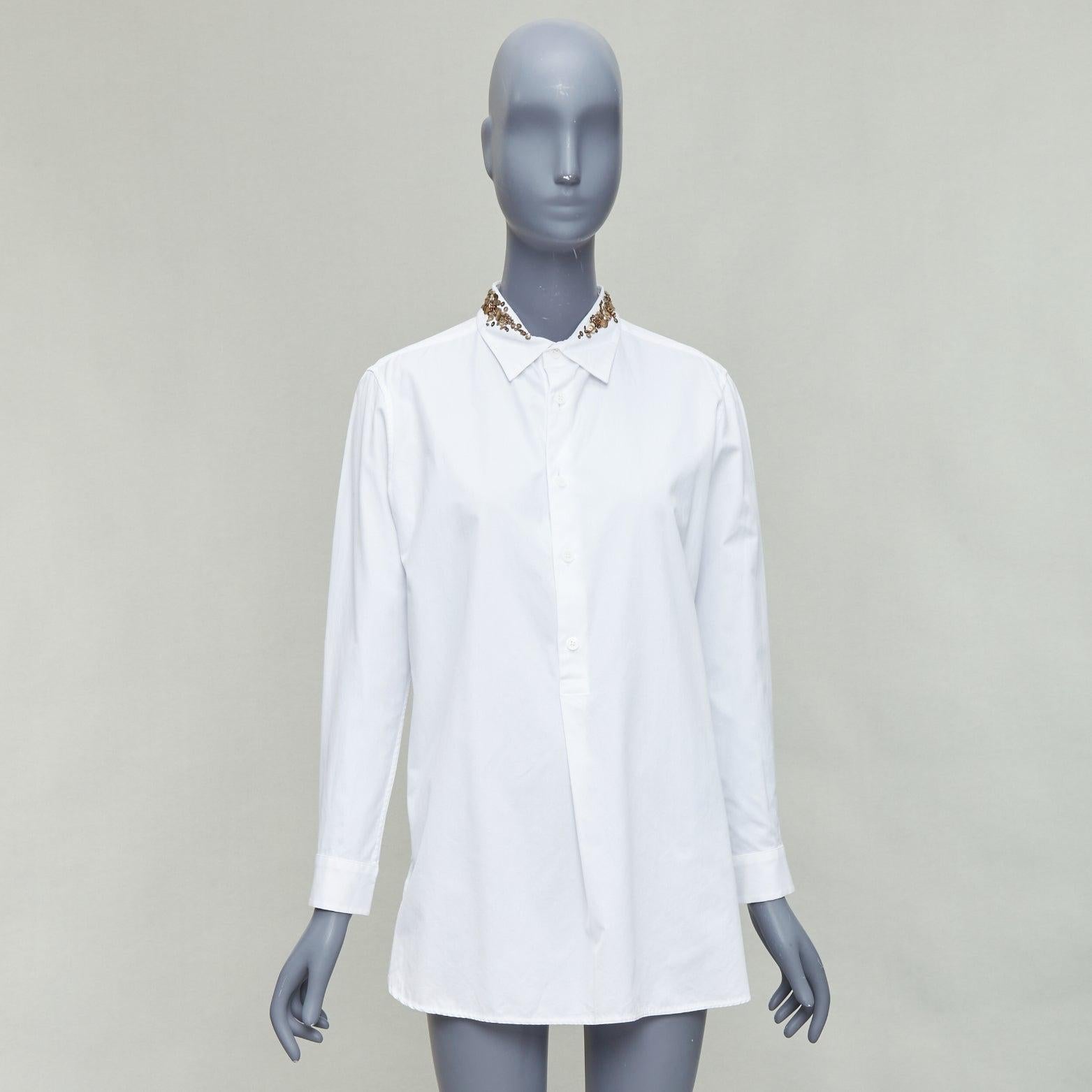Y'S YOHJI YAMAMOTO camisa popover con cuello de lentejuelas en oro blanco JP1 S en venta 4