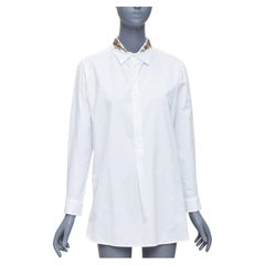 Y'S YOHJI YAMAMOTO white gold sequinned collar popover shirt JP1 S