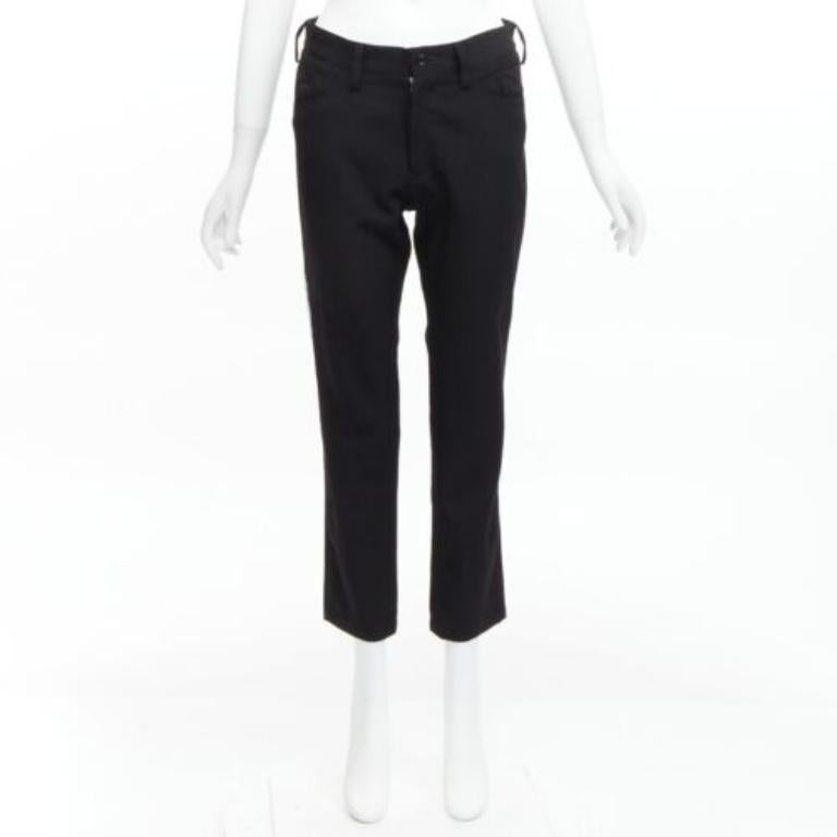 Y'S Yohji Yamamoto Y's. pantaloni affusolati in lana con inserti neri e impunture bianche JP2 M in vendita 5
