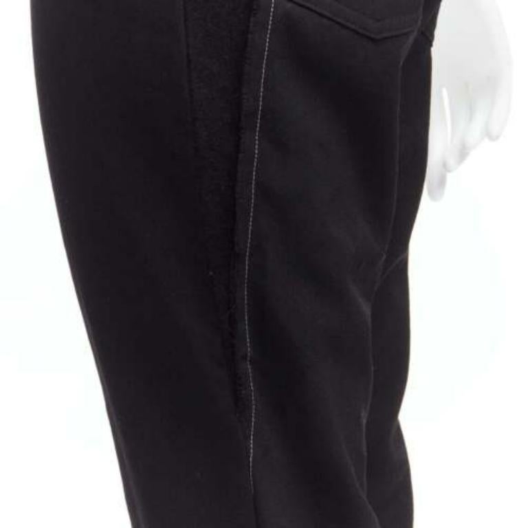 Nero Y'S Yohji Yamamoto Y's. pantaloni affusolati in lana con inserti neri e impunture bianche JP2 M in vendita