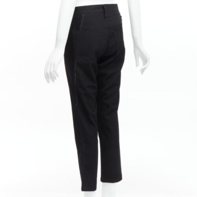 Y'S Yohji Yamamoto Y's. pantaloni affusolati in lana con inserti neri e impunture bianche JP2 M in vendita 1