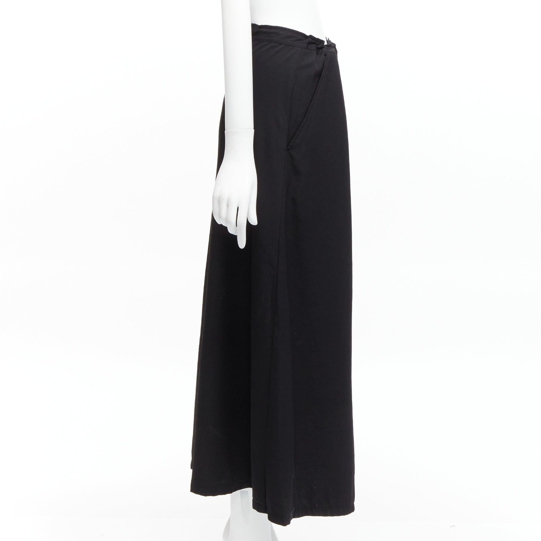 Y'S YOHJI YAMAMOTO wool braided yarn seam drawstring A-line midi skirt JP2 M In Excellent Condition For Sale In Hong Kong, NT