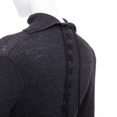 Y'S YOHJI YAMAMOTO wool laced up hi low handkerchief hem turtleneck top JP2 M