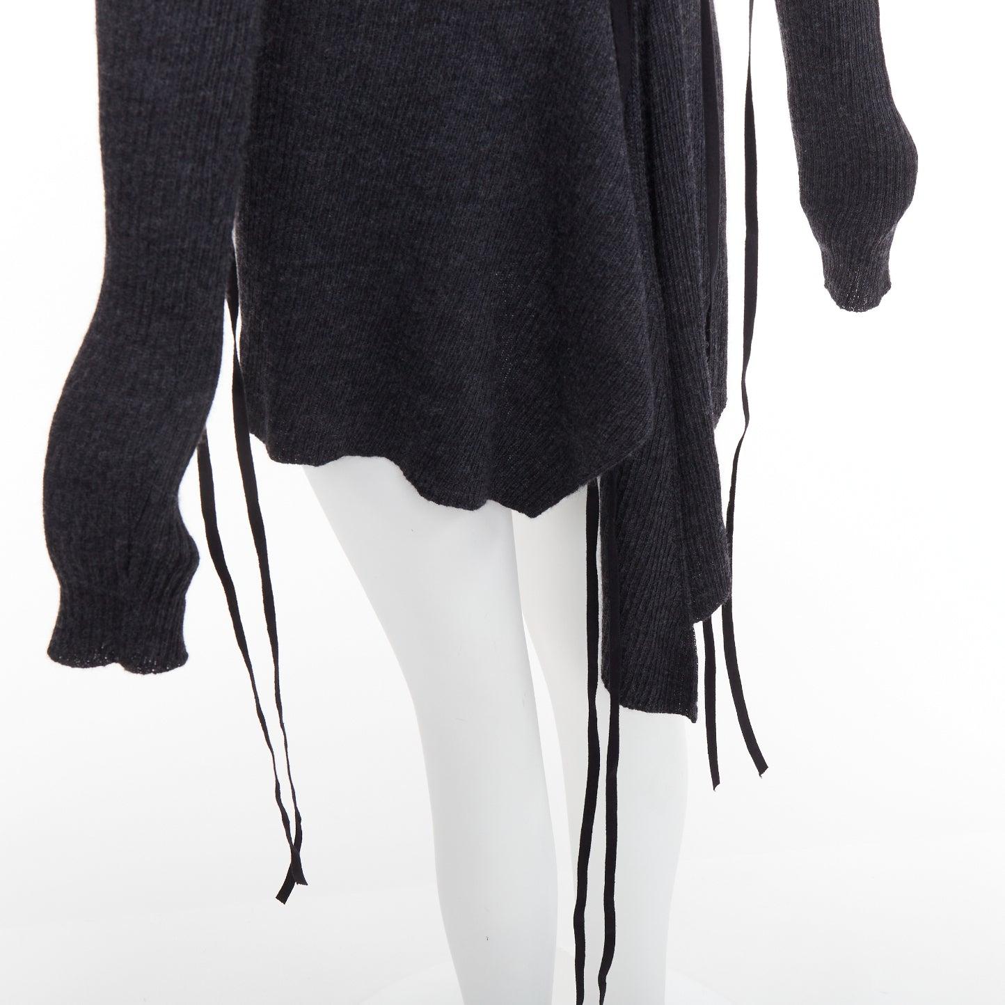 Y'S YOHJI YAMAMOTO wool laced up hi low handkerchief hem turtleneck top JP2 M im Angebot 2