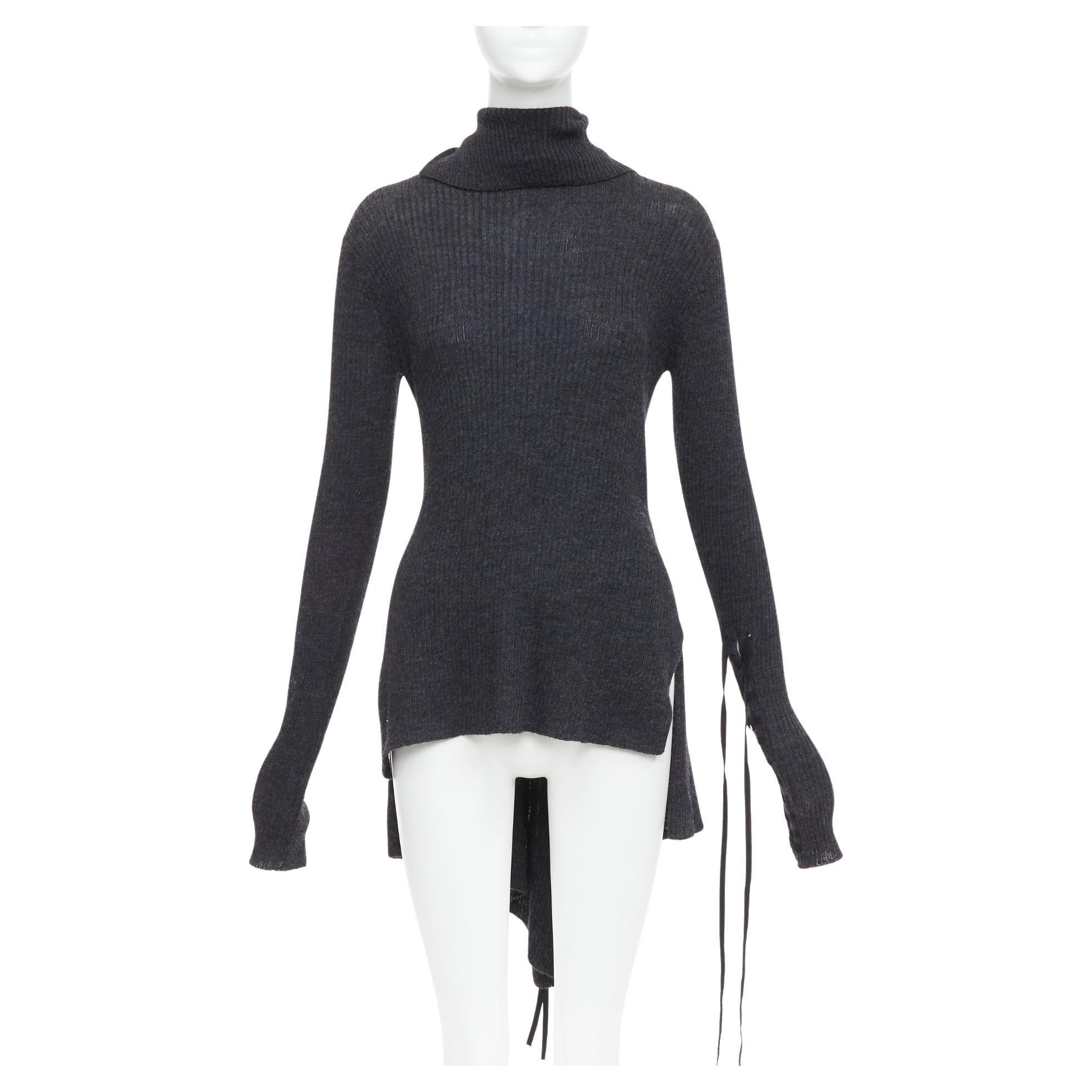 Y
S YOHJI YAMAMOTO wool laced up hi low handkerchief hem turtleneck top JP2 M im Angebot