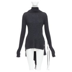 Y
S YOHJI YAMAMOTO wool laced up hi low handkerchief hem turtleneck top JP2 M