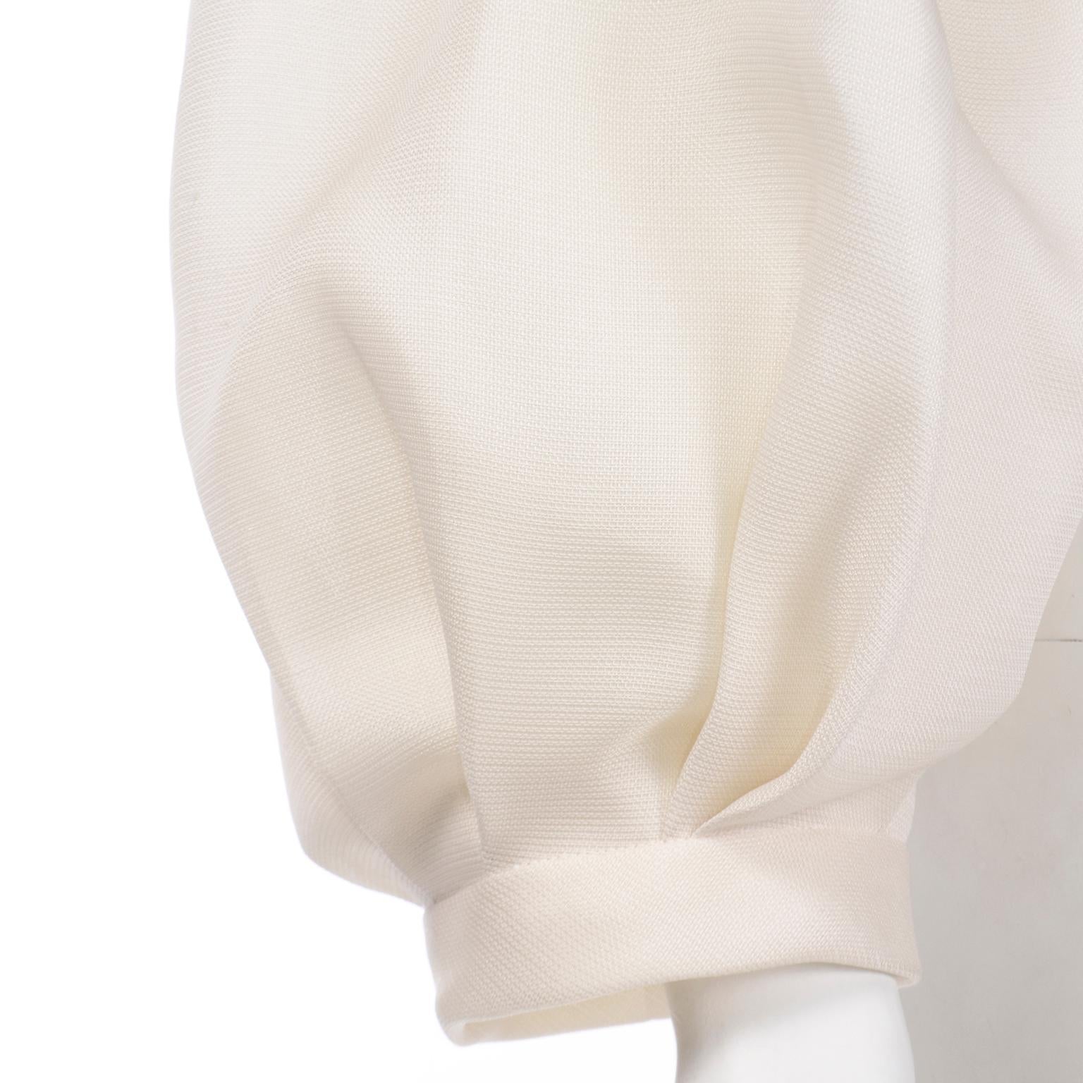 YSL 1990 Yves Saint Laurent Cream Textured Organza Bolero Evening Jacket 5