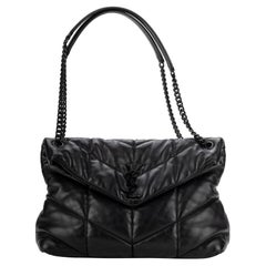 Ysl Black Lambskin Chevron Medium Bag