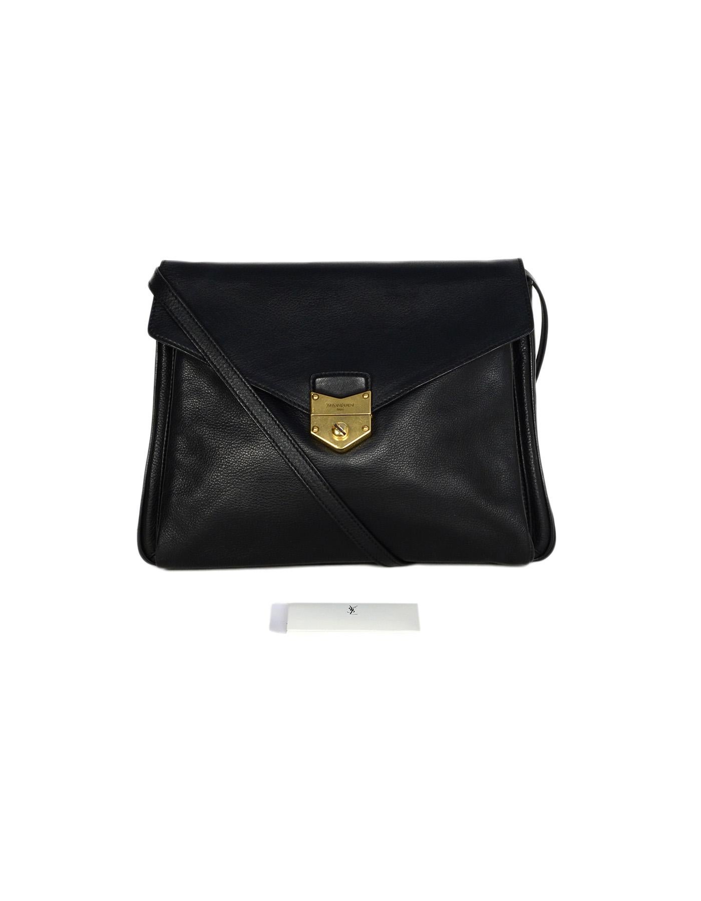 YSL Black Leather Envelope Dandy Maxi Flap Crossbody Bag 3