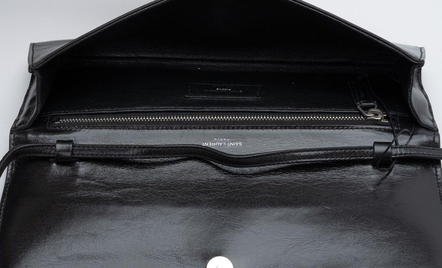 YSL Black Leather Studded Crystal Bag For Sale 1