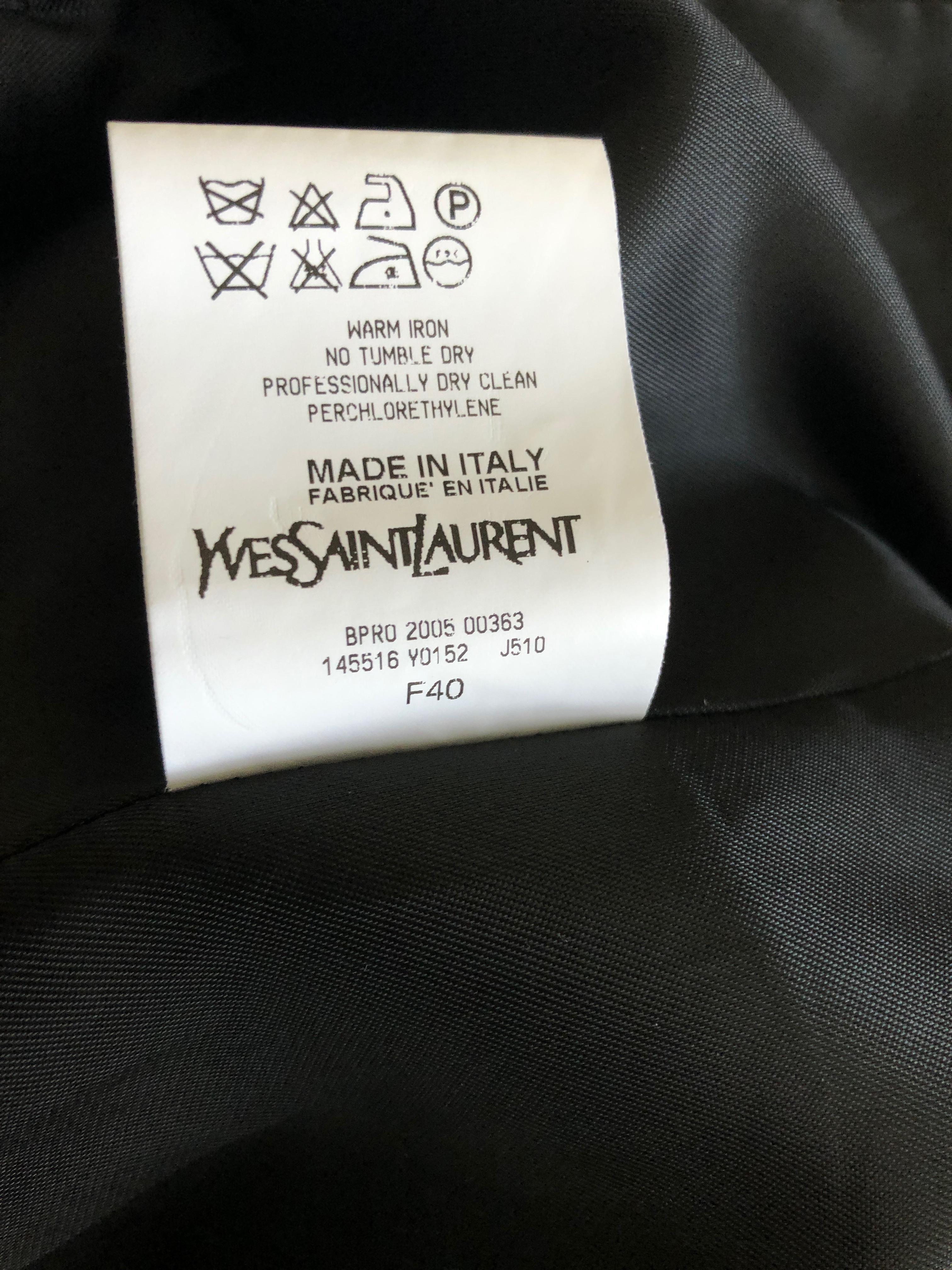 YSL Black Velvet Pencil Skirt w/ Back Zip, Two Front Vents & 4 Gold Buttons For Sale 11