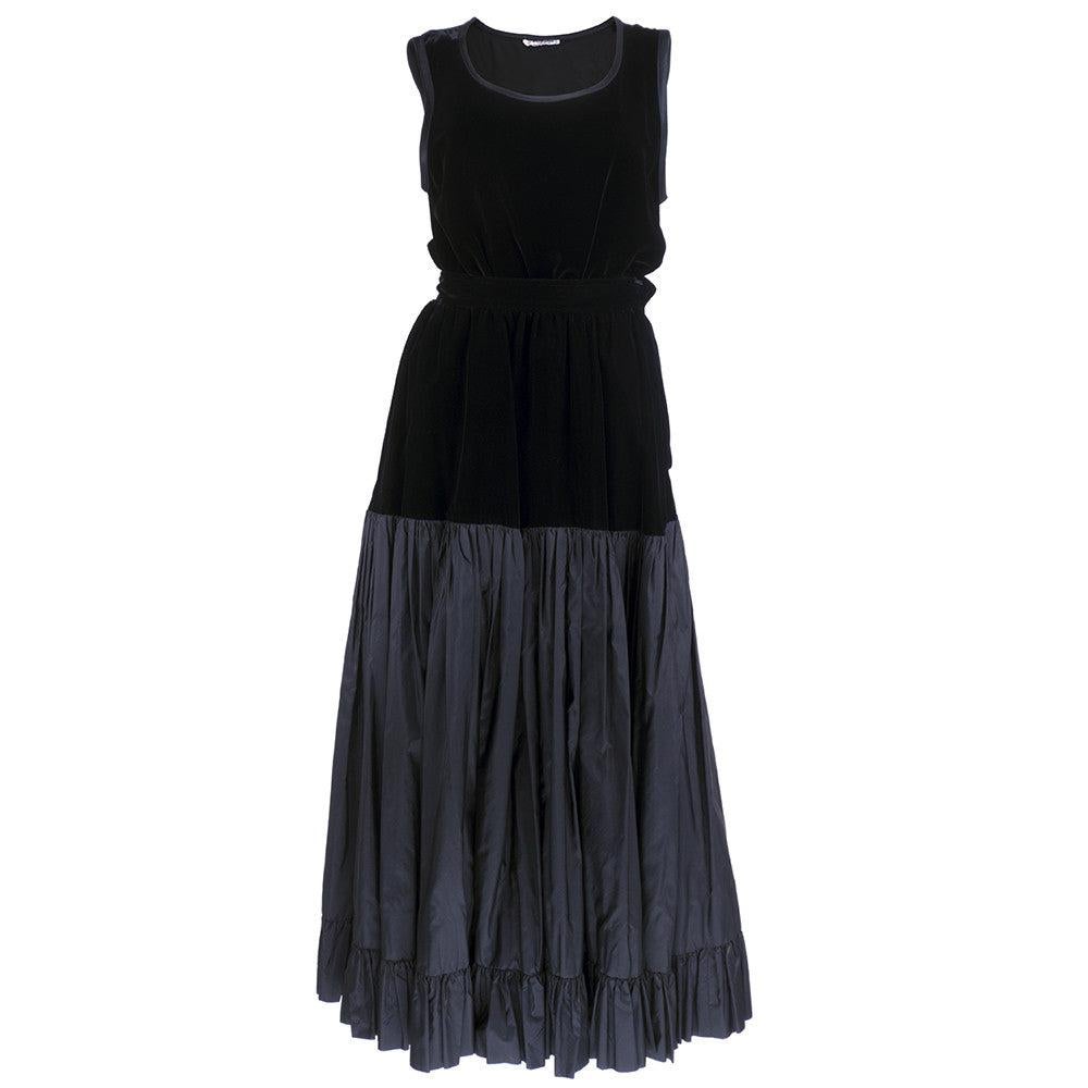 YSL Schwarzer Samt Tank & Rock Taft Ensemble, 1980er im Angebot