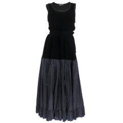 YSL Black Velvet Tank & Skirt Taffeta Ensemble, 1980s