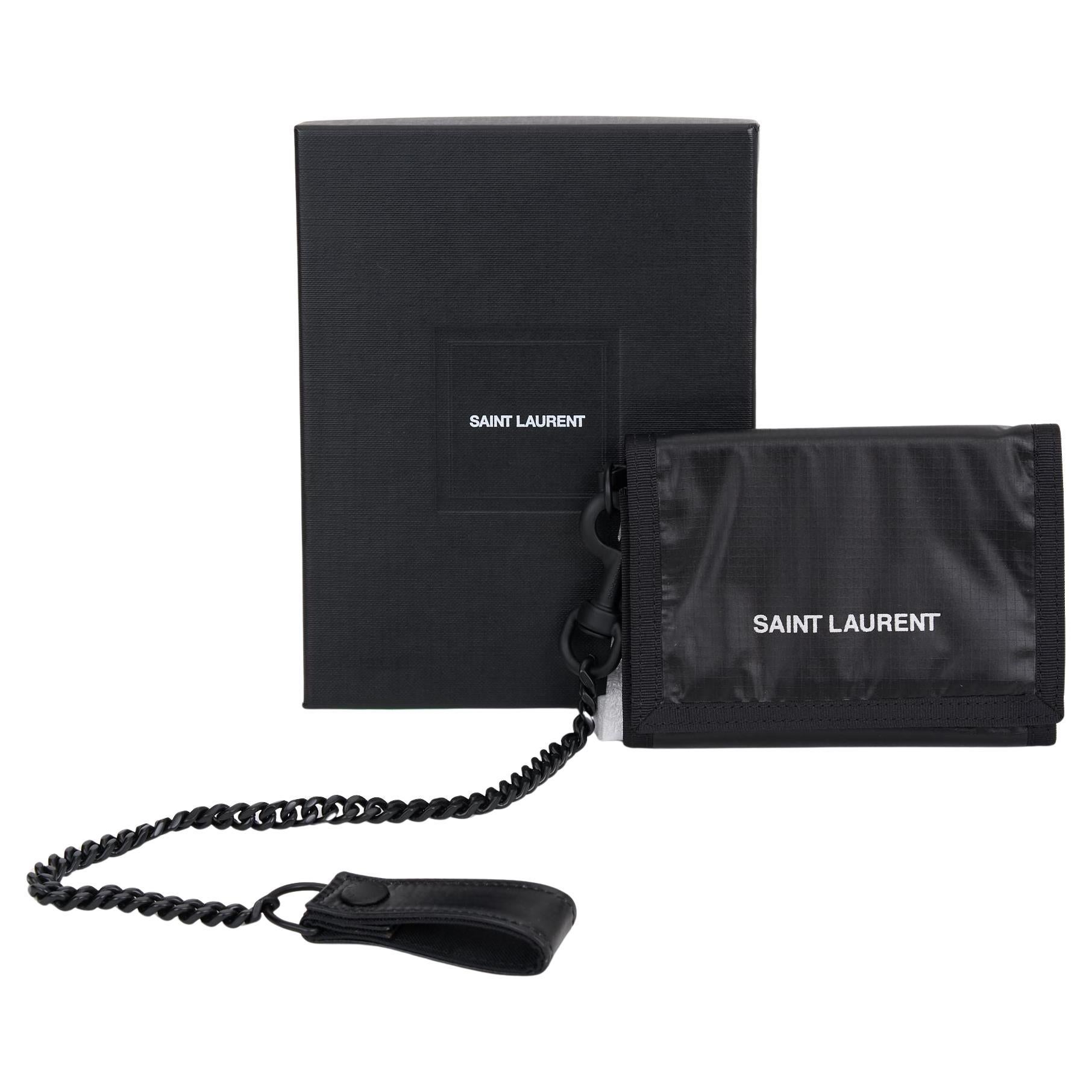 YSL Black Wallet With Chain With Box For Sale