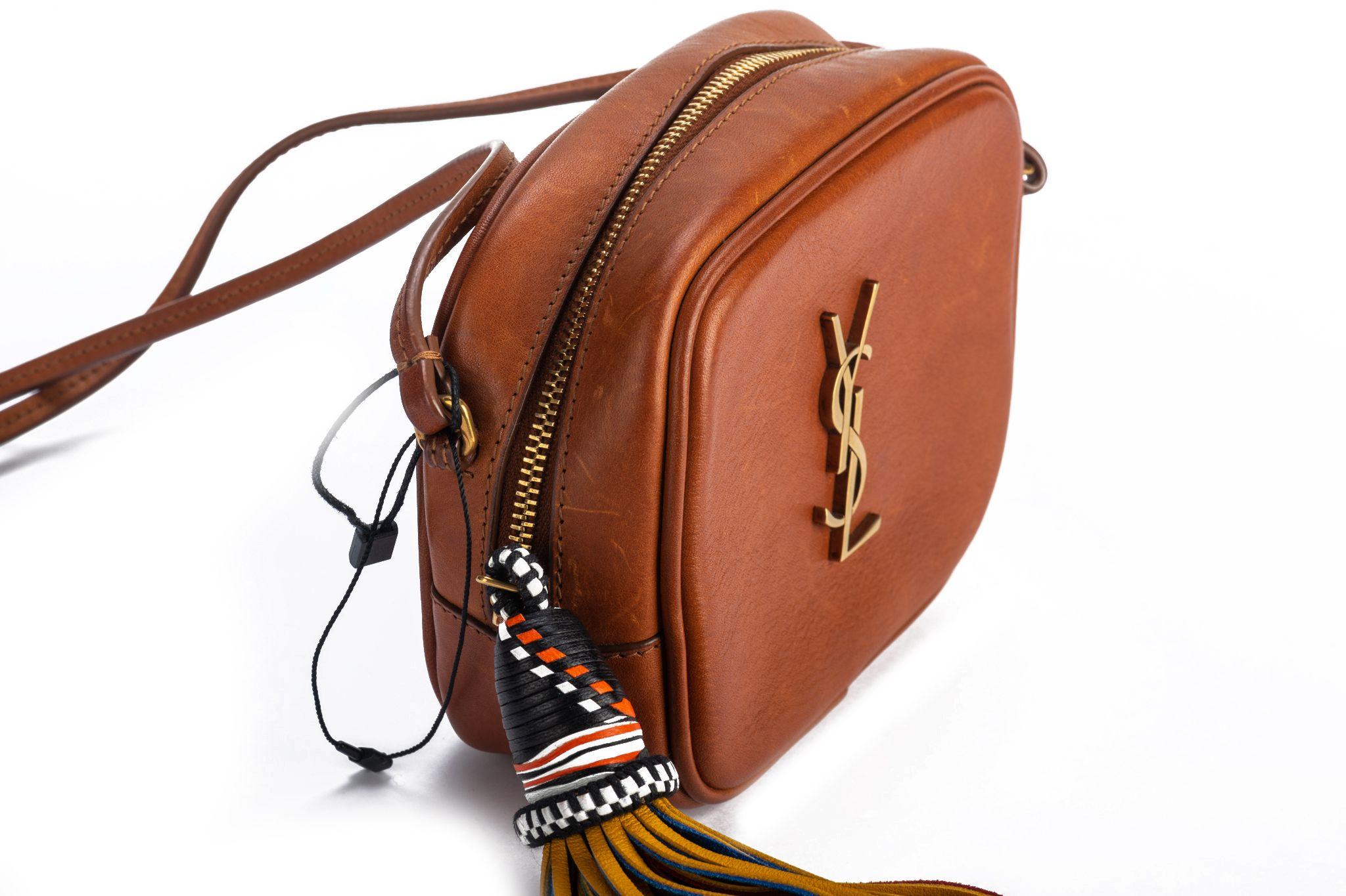 YSL Brown Barenia Tassel Crossbody Bag NEW For Sale 6
