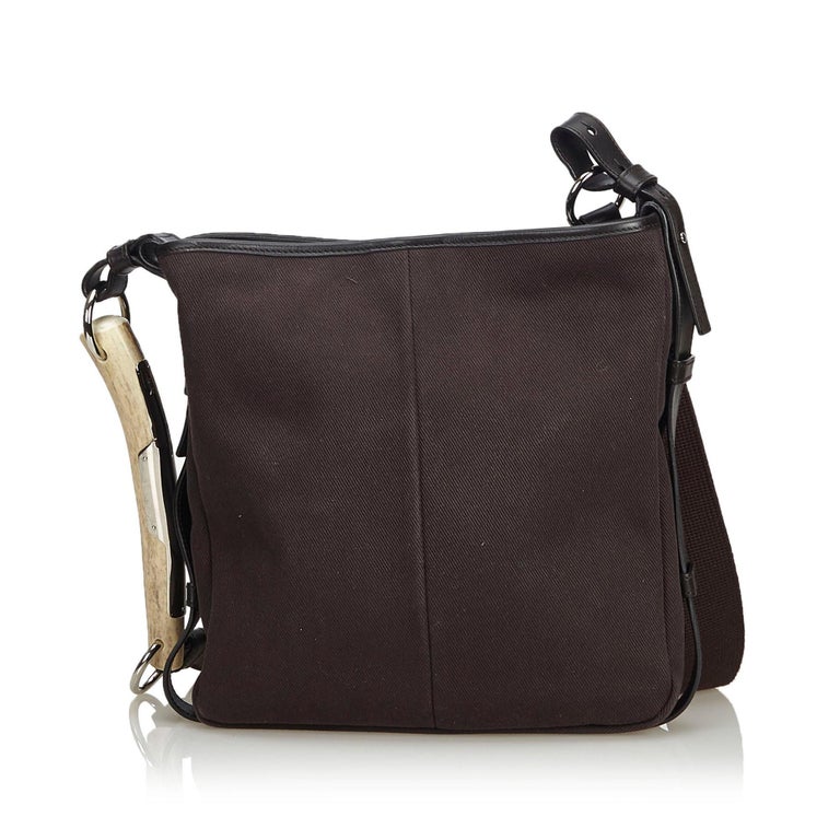 YSL Brown Mombasa Canvas Crossbody Bag For Sale at 1stDibs