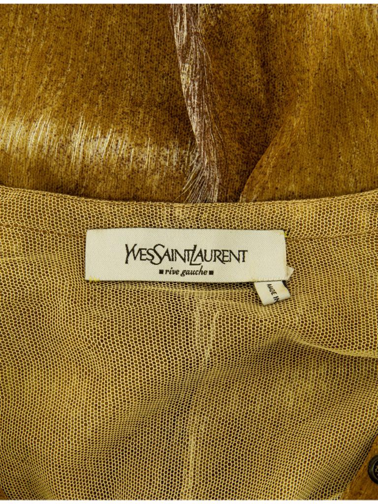 YSL by Tom Ford Oberteil mit Hirschfell-Print und Schnürung SS 2002 (Braun)