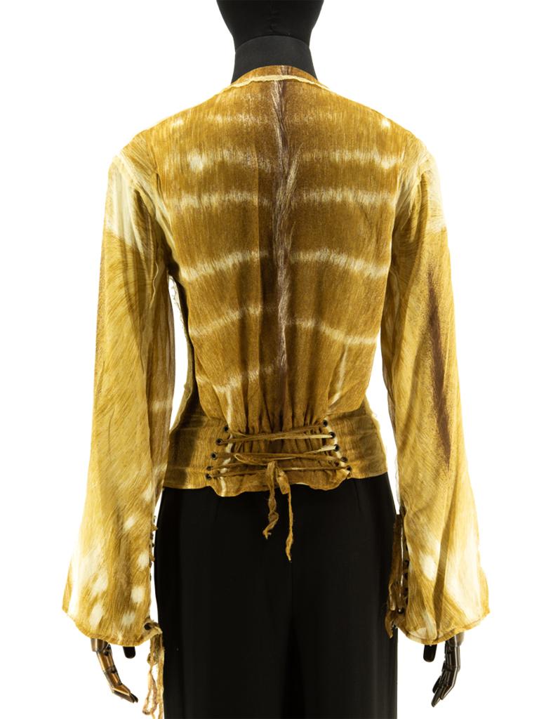 YSL by Tom Ford Oberteil mit Hirschfell-Print und Schnürung SS 2002 2