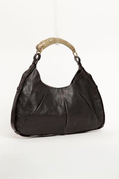 YSL by Tom Ford Sac Mombasa en cuir noir avec anse en corne métallique Grand format