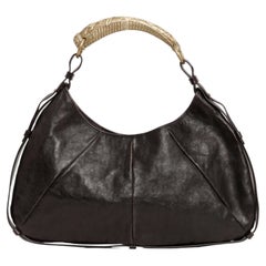 YSL by Tom Ford Sac Mombasa en cuir noir avec anse en corne métallique Grand format
