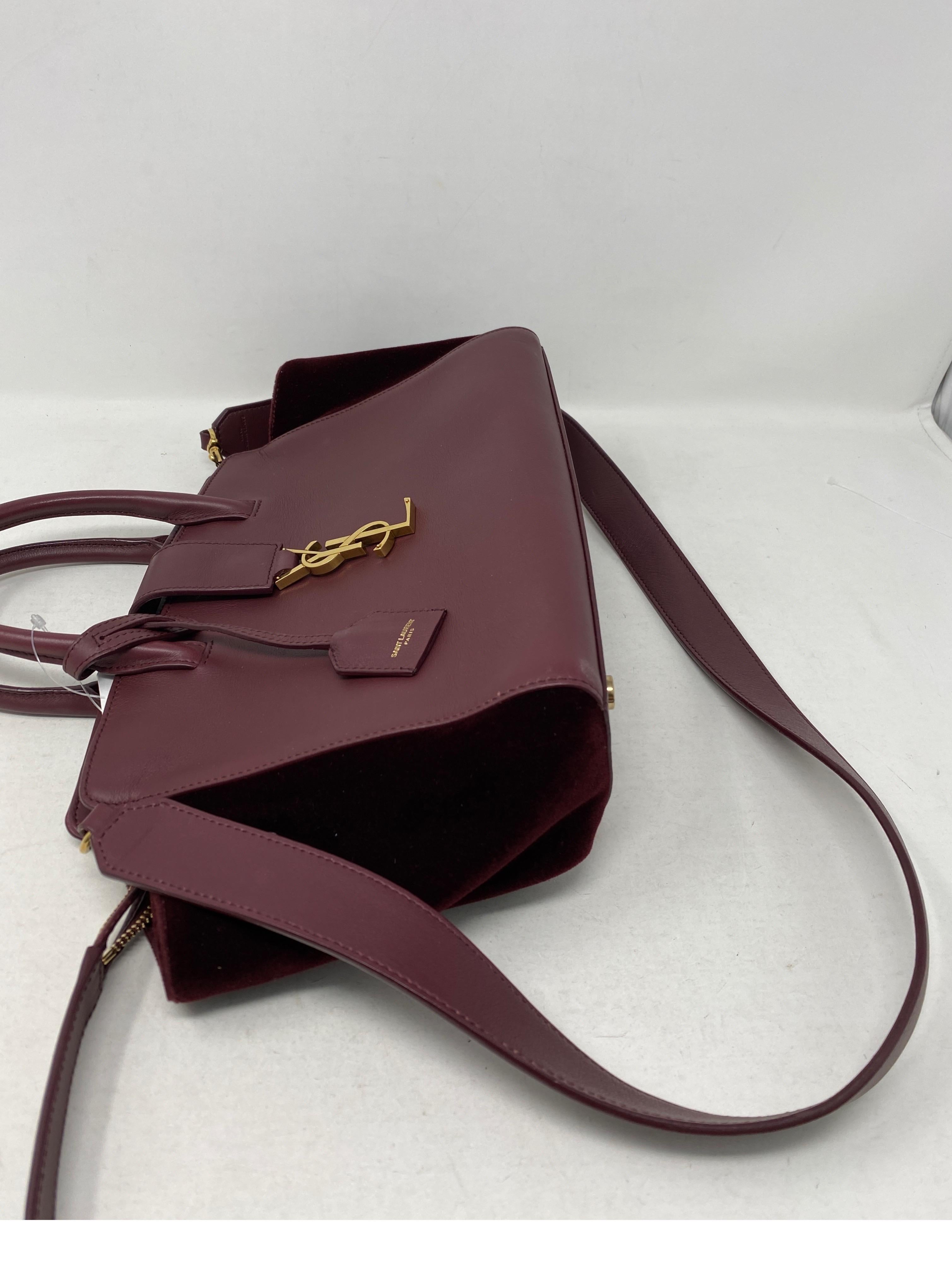 YSL Cabas Burgundy Bag 4