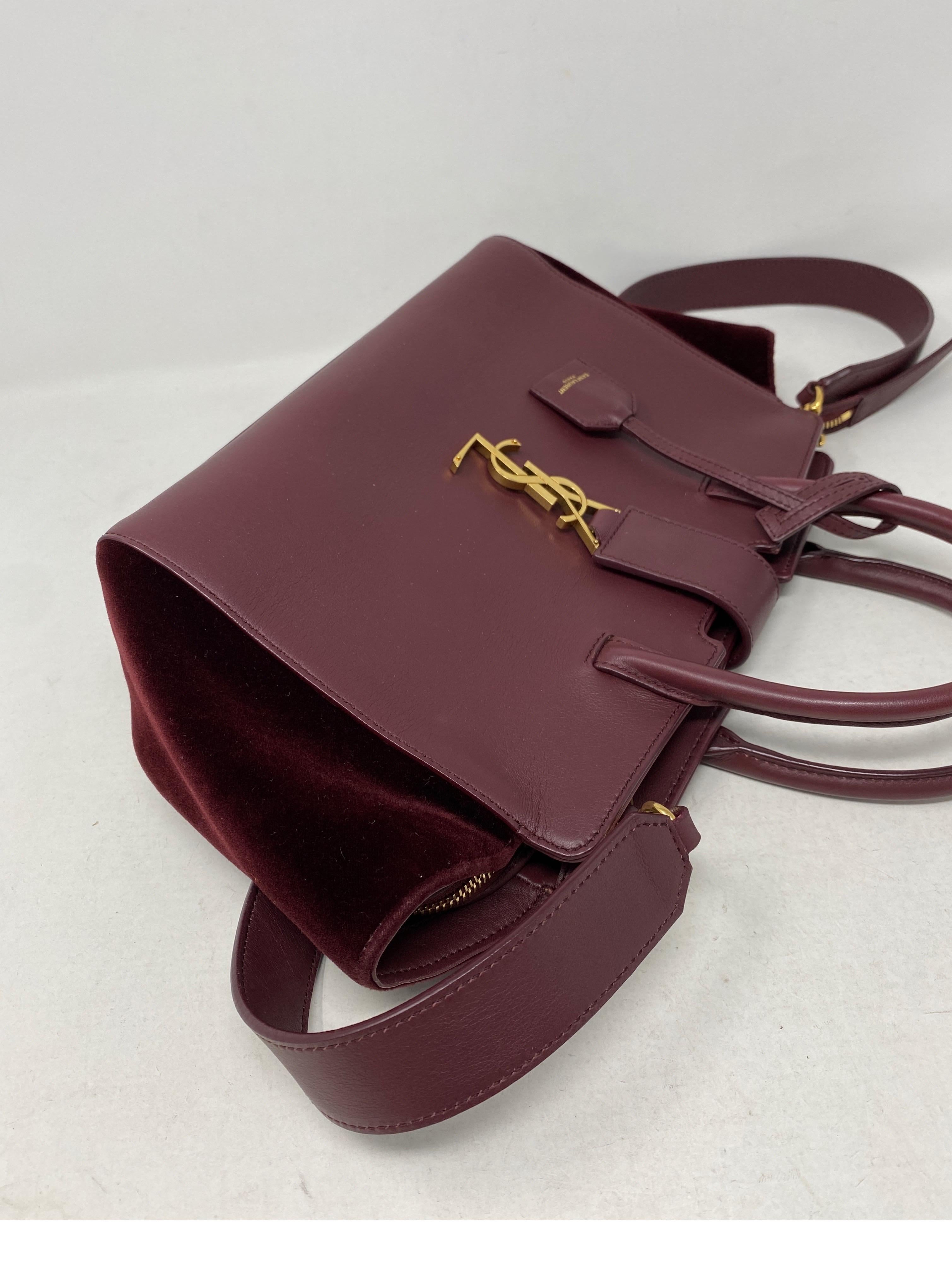 YSL Cabas Burgundy Bag 8