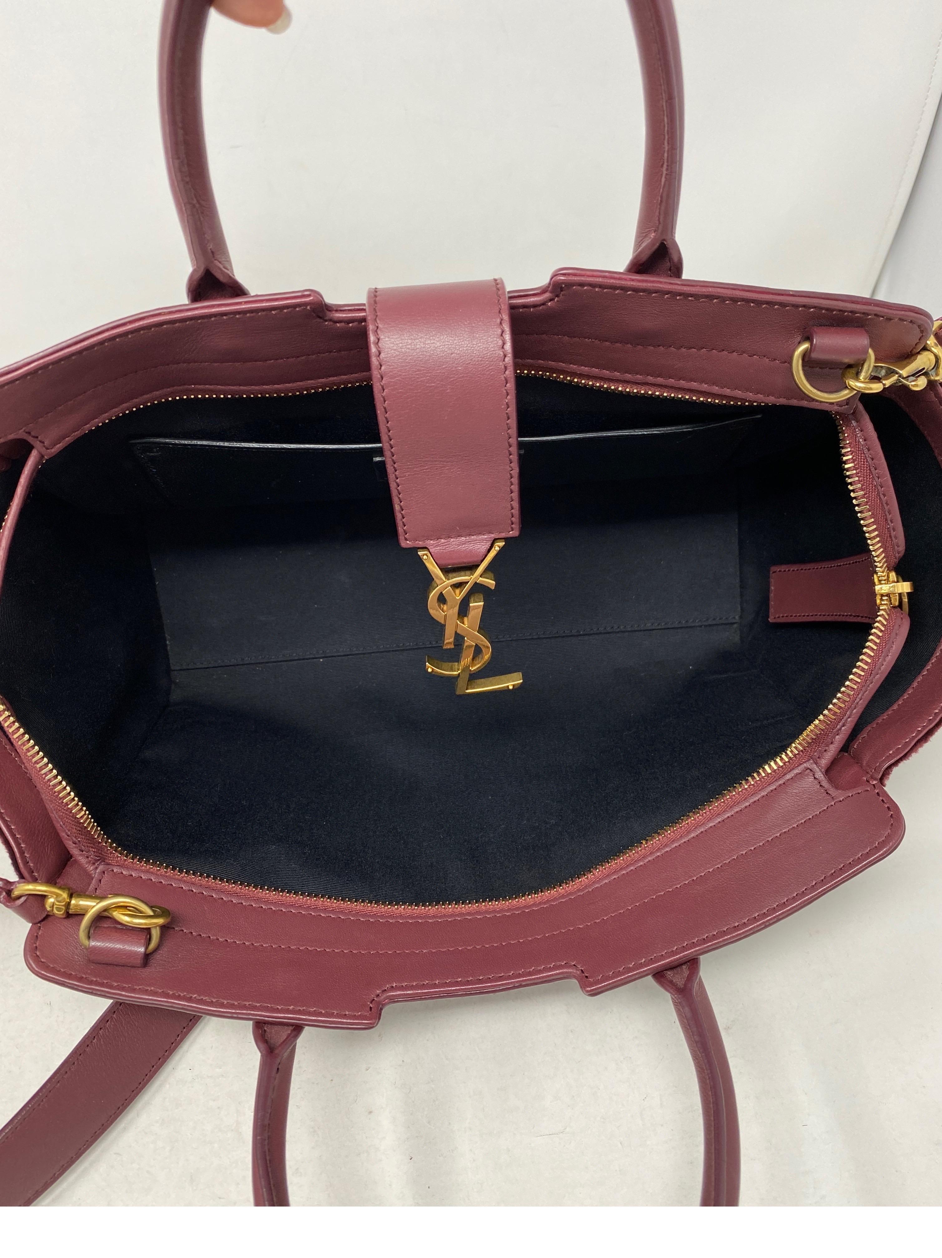 YSL Cabas Burgundy Bag 9