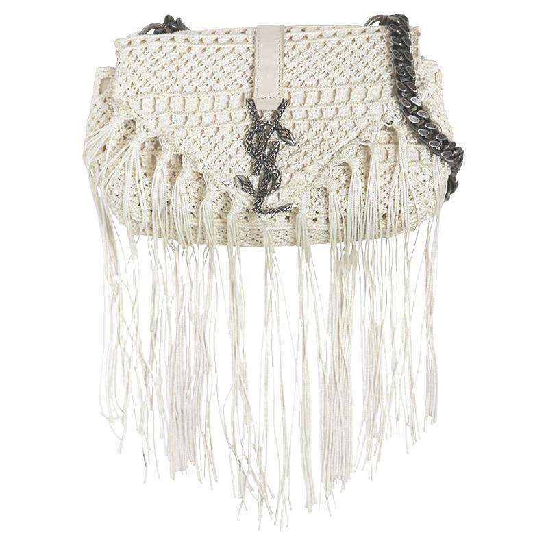 YSL Classic Monogram Crochet Fringed Bag For Sale