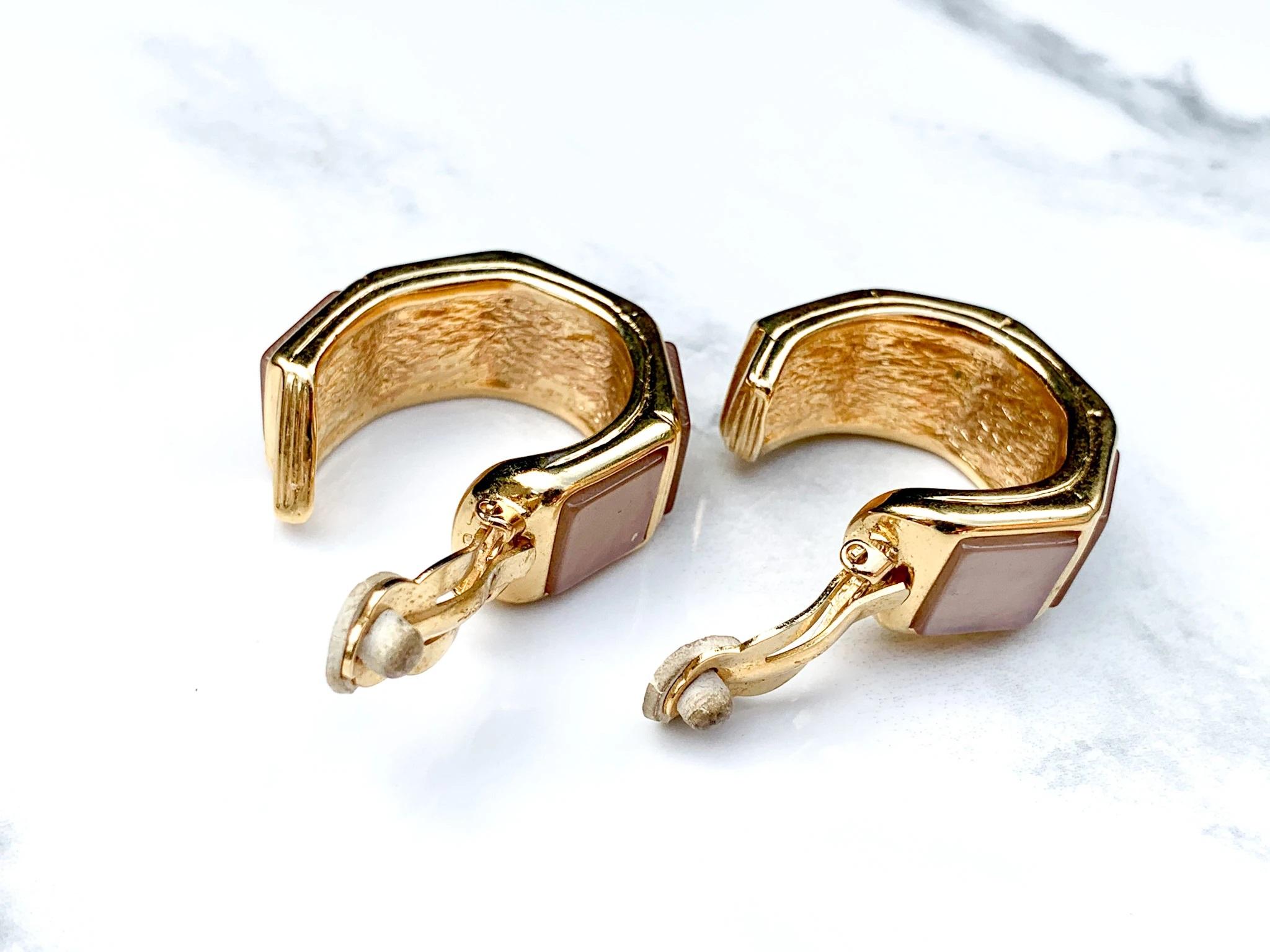 YSL Earrings Vintage 1980s Clip On Yves Saint Laurent 3