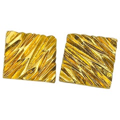 YSL Boucles d'oreilles à clip plaqué or vintage des années 1980