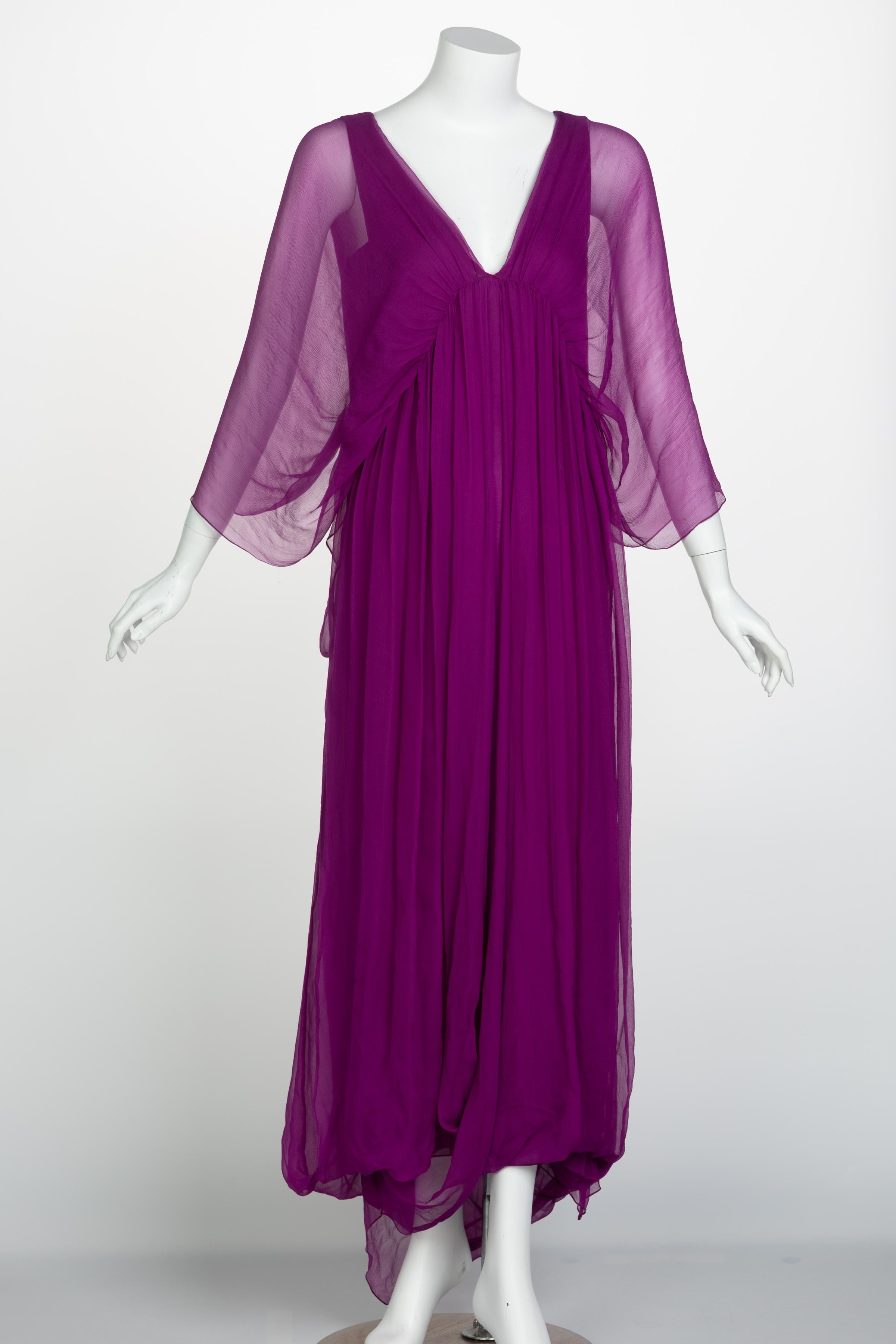 Purple  Yves Saint Laurent Edition Soir Chiffon Evening Dress circa 2009 For Sale