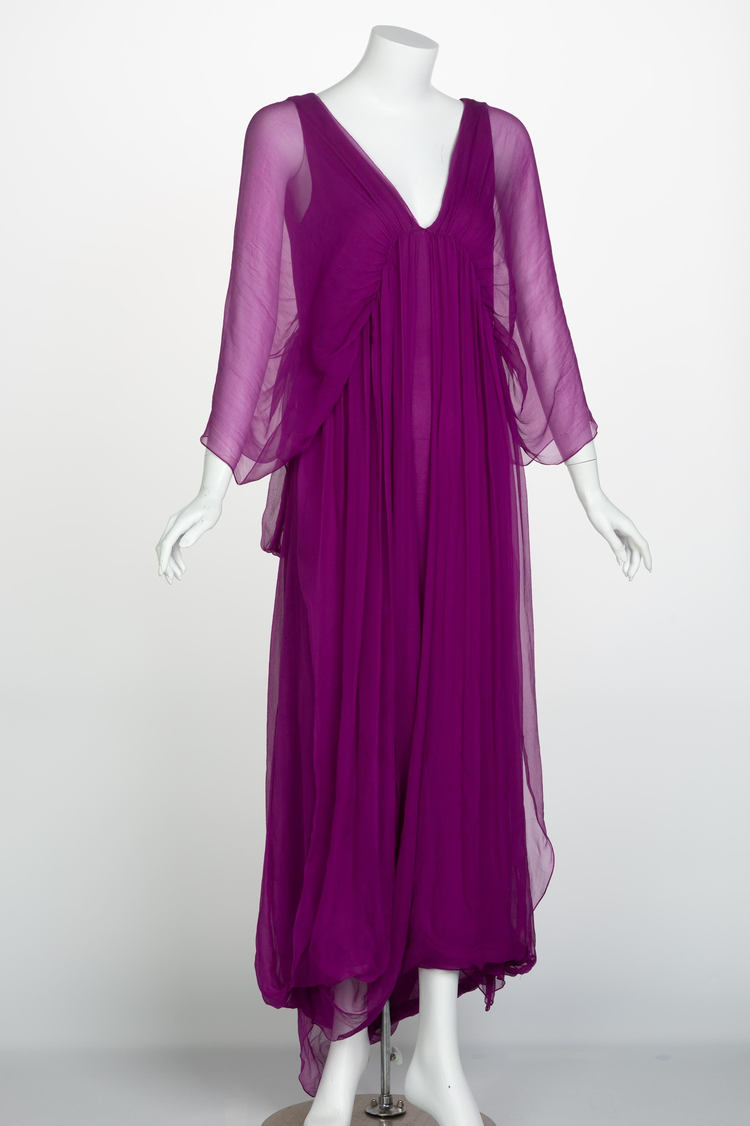  Yves Saint Laurent Edition Soir Chiffon Evening Dress circa 2009 In Excellent Condition For Sale In Boca Raton, FL