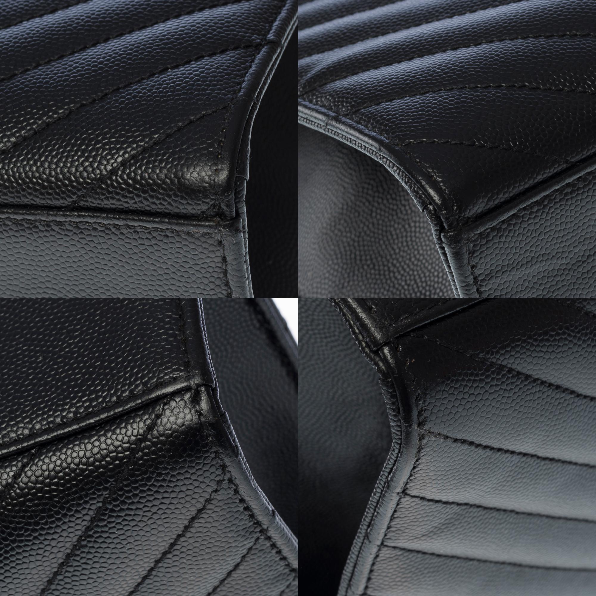 YSL Envelope GM shoulder bag in black chevron grained  leather , GHW 6