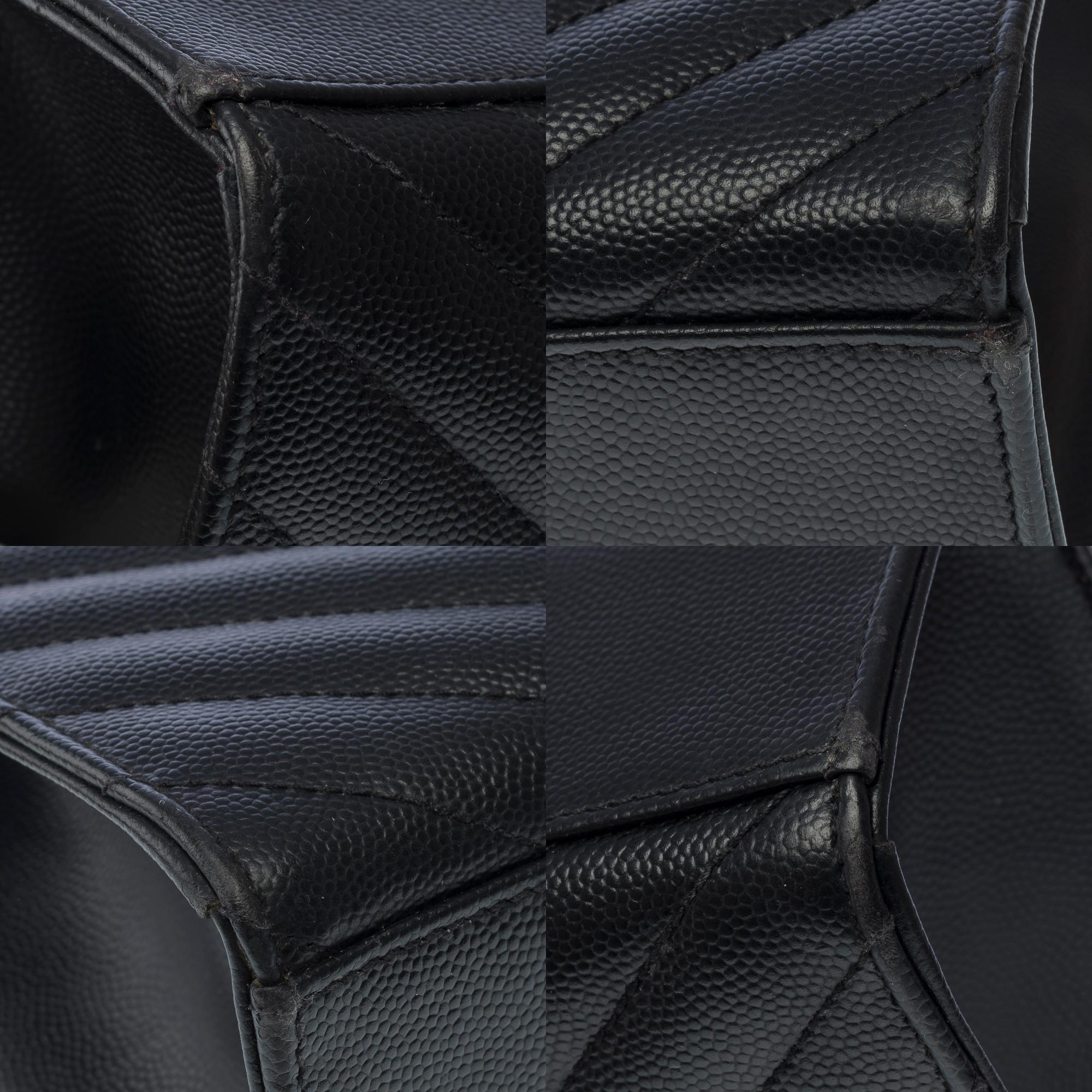 YSL Envelope GM shoulder bag in black chevron grained  leather , GHW 7