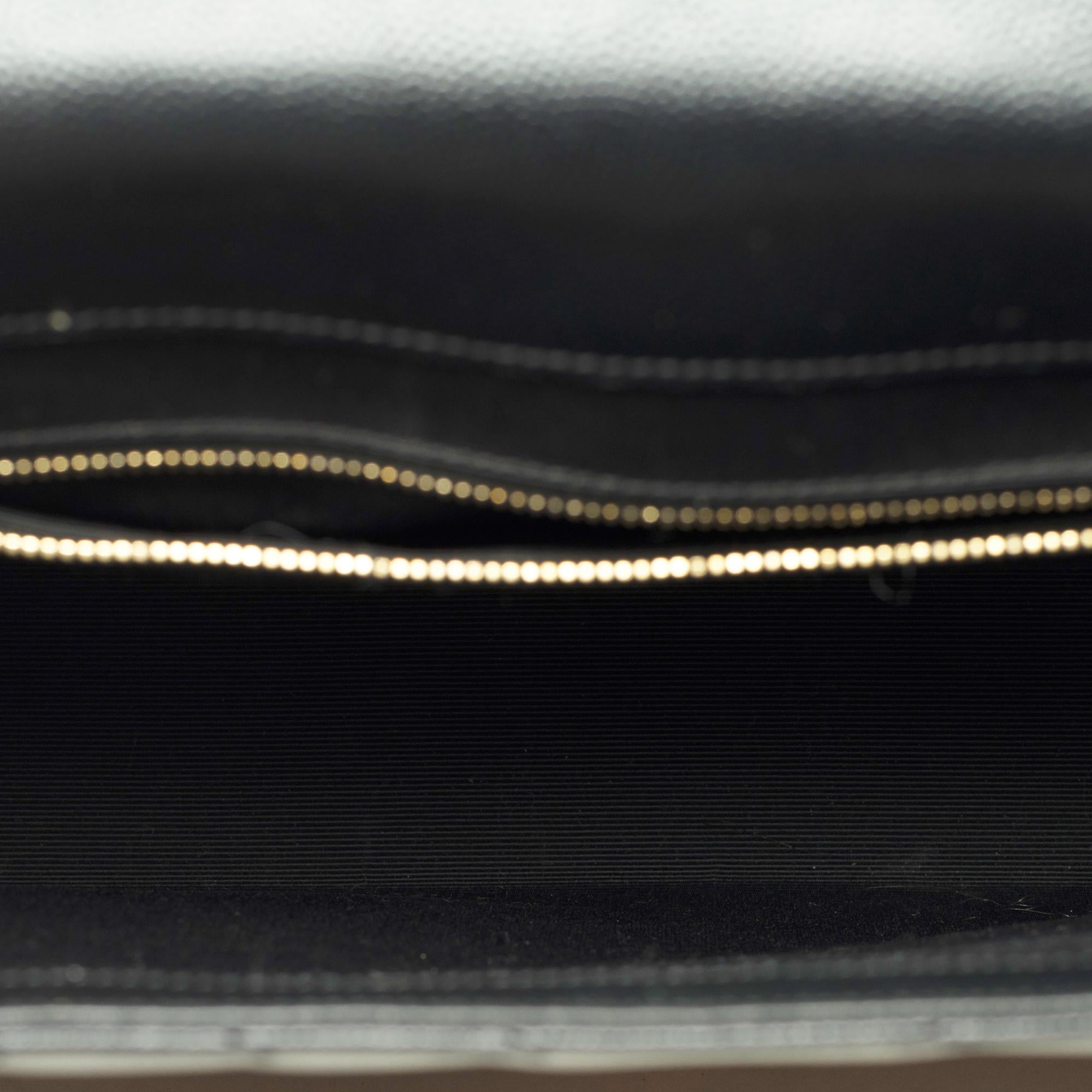 YSL Envelope GM shoulder bag in black chevron grained  leather , GHW 4
