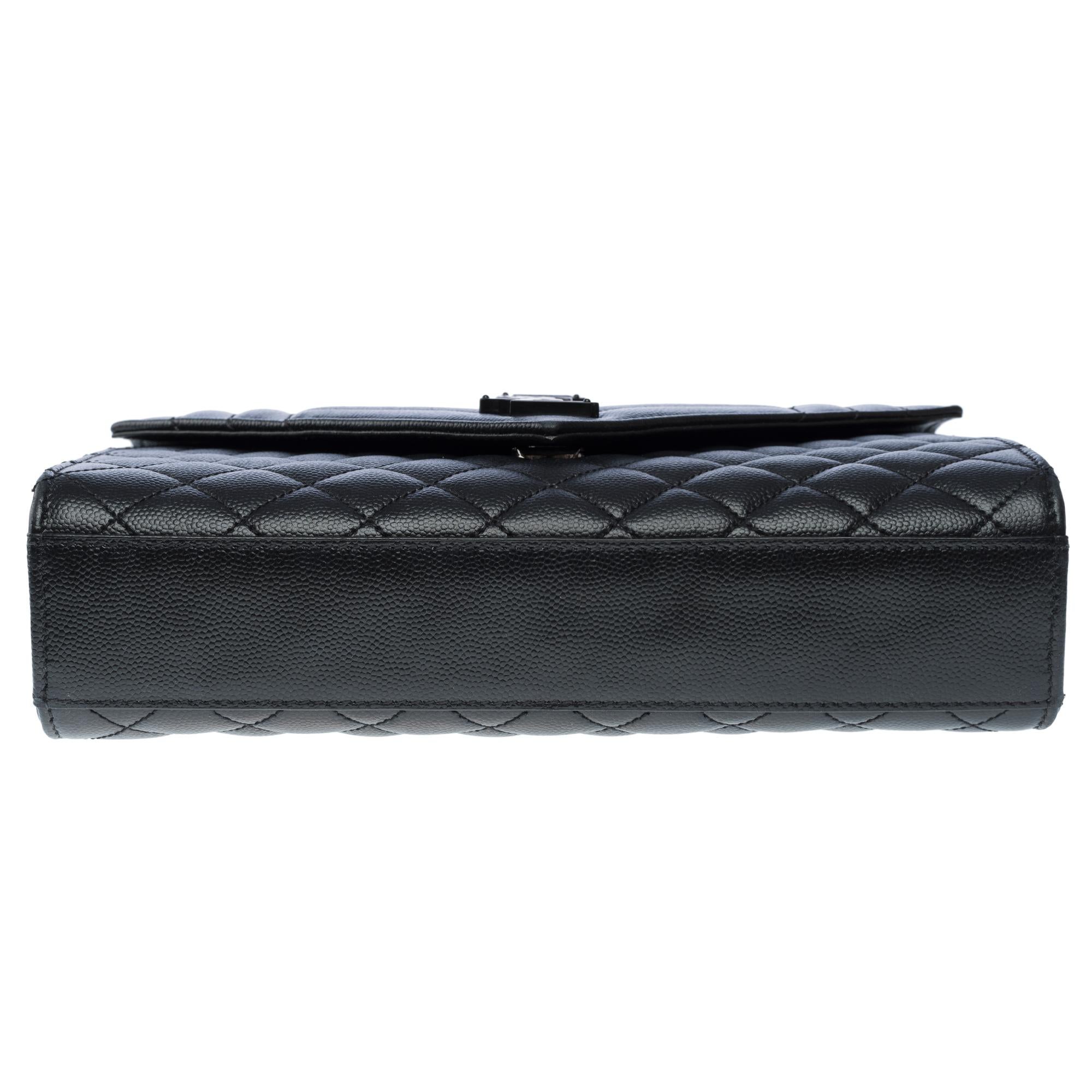 YSL Envelope MM shoulder bag in black quilted grained  leather , BHW 8