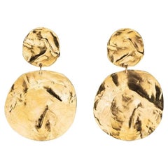 YSL Exceptional Round Hammered Earrings by Robert Goossens 80s