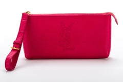 YSL Fuchsia Leather Wristlet Small Bag
