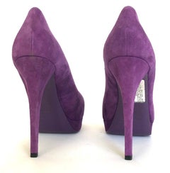 YSL Gisele purple suede platform pump