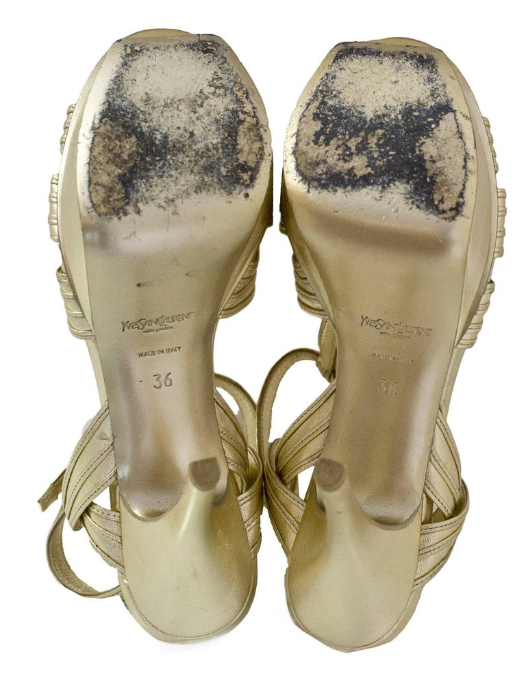 ysl gold flat sandals