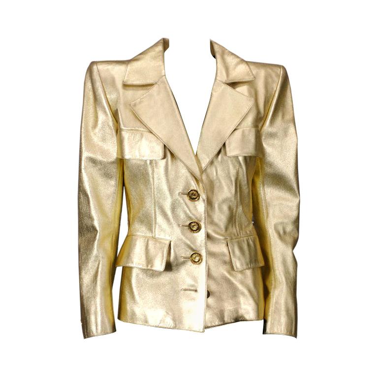 YSL Haute Couture Gold Leather Jacket For Sale at 1stDibs | ysl leather  jacket, golden leather jacket, ysl lederjacke