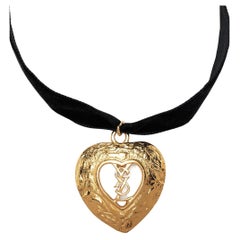 YSL Hearth Pendant Logo Necklace 
