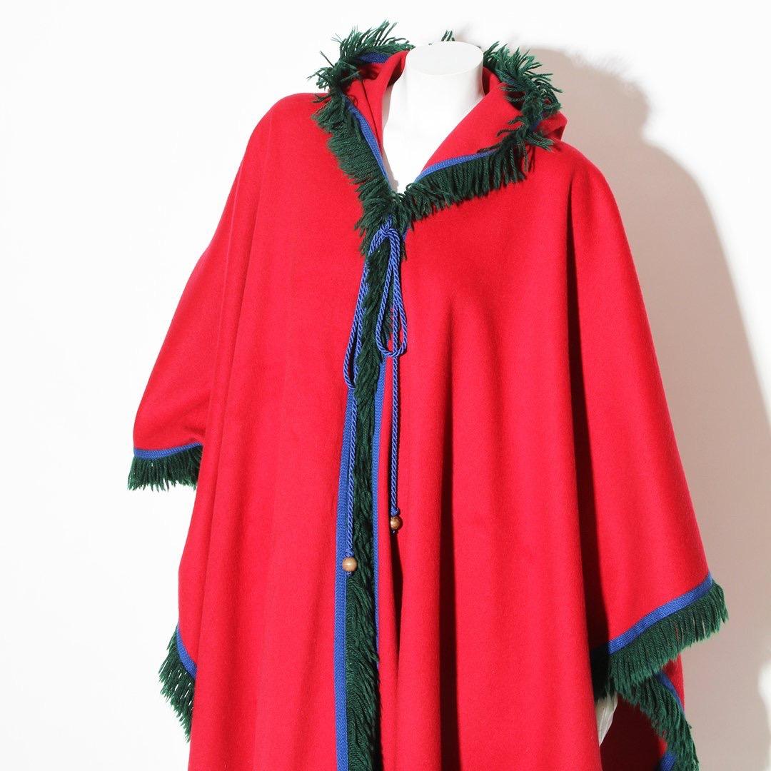 Red YSL Hooded Wool Cape