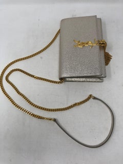 YSL Kate Silver Metallic and Gold Crossbody Bag