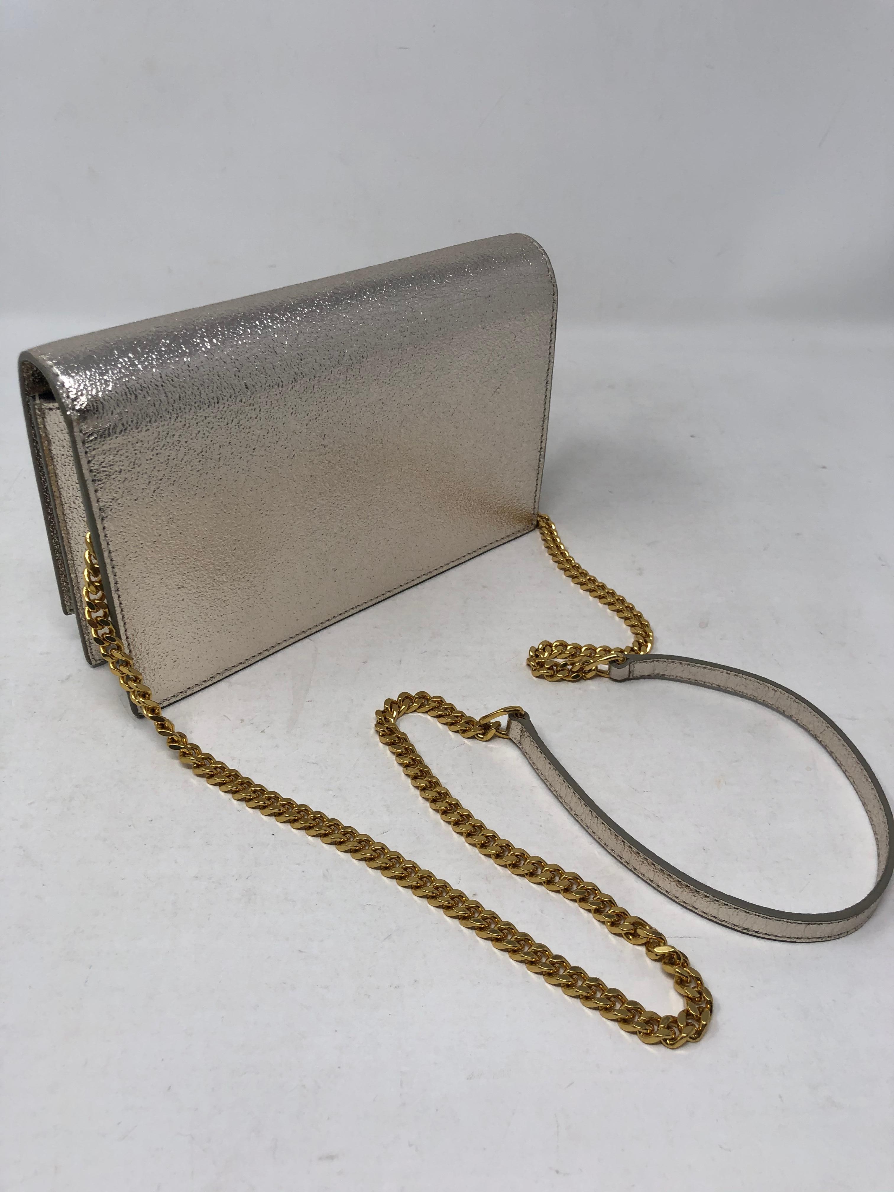 Women's or Men's YSL Kate Silver Metallic and Gold Crossbody Bag 