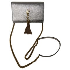 Used YSL Kate Silver Metallic and Gold Crossbody Bag 