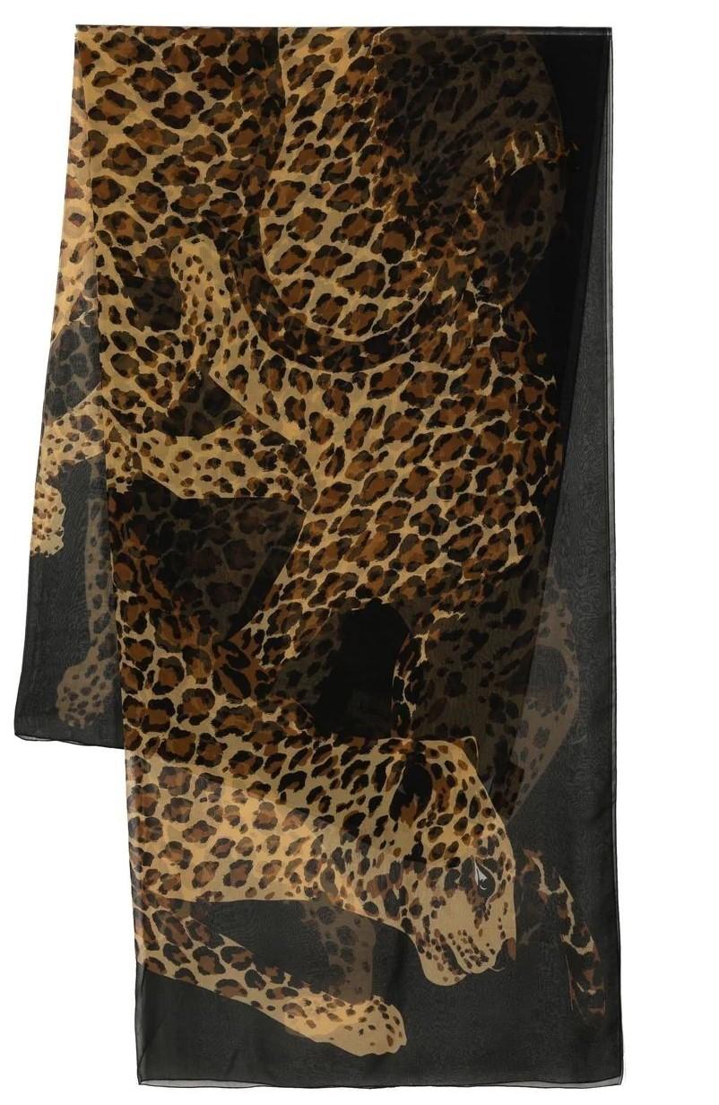 YSL Leopard Print Silk Scarf In Excellent Condition In London, GB