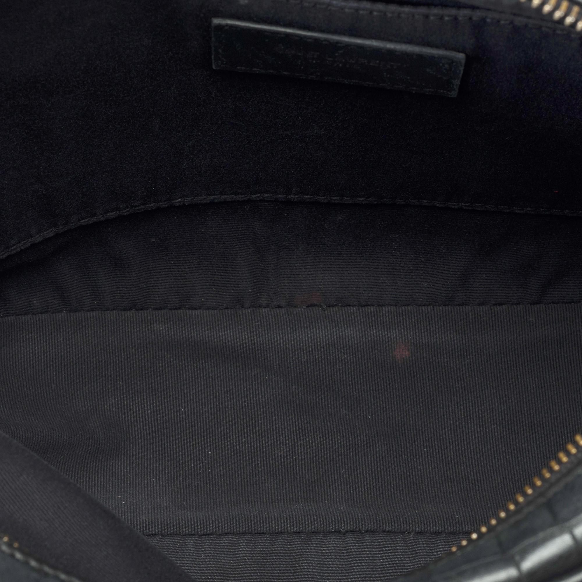 YSL Lou Camera shoulder bag in Black Crocodile style calf leather, SHW 4