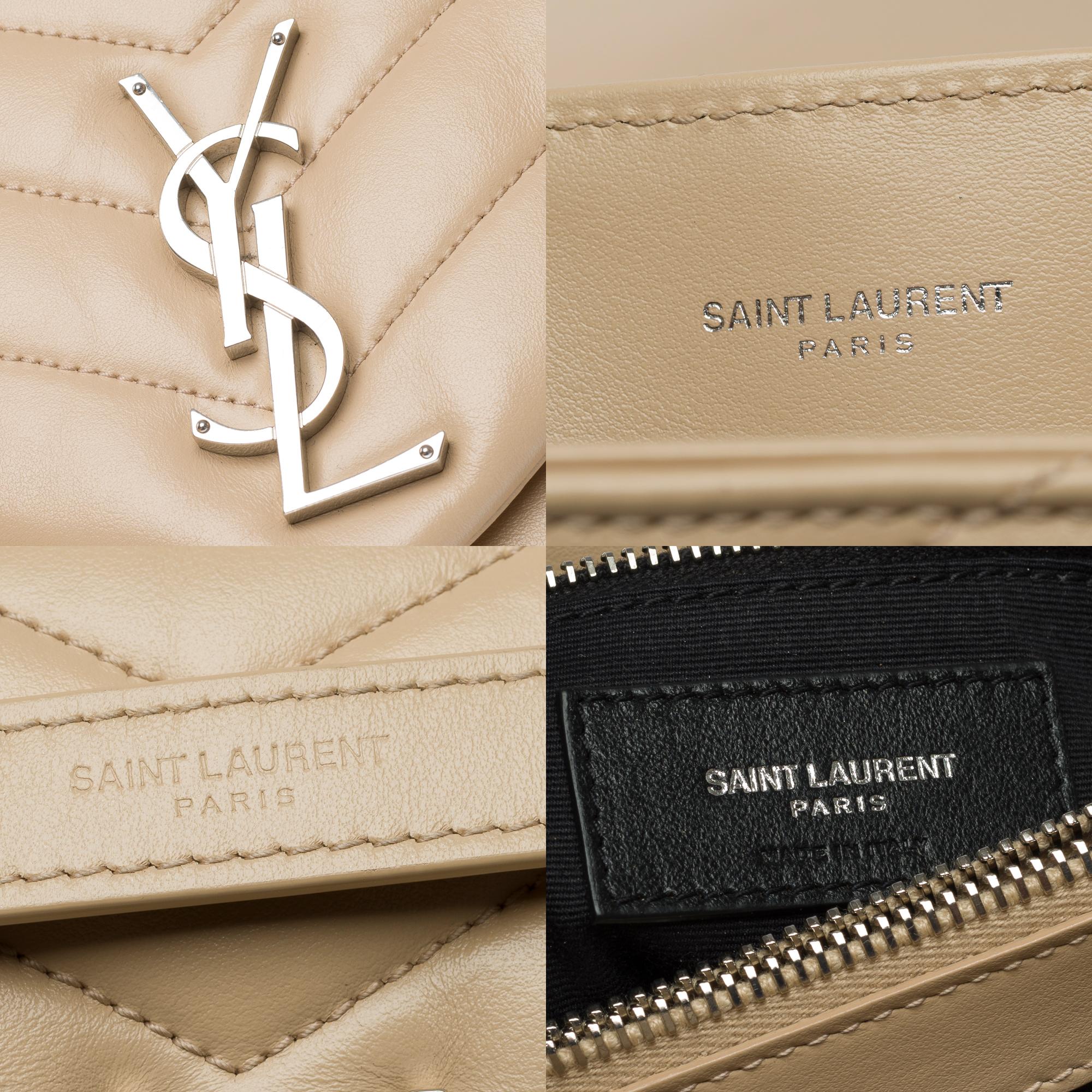 YSL Loulou Medium shoulder bag in beige quilted calf leather, SHW 2